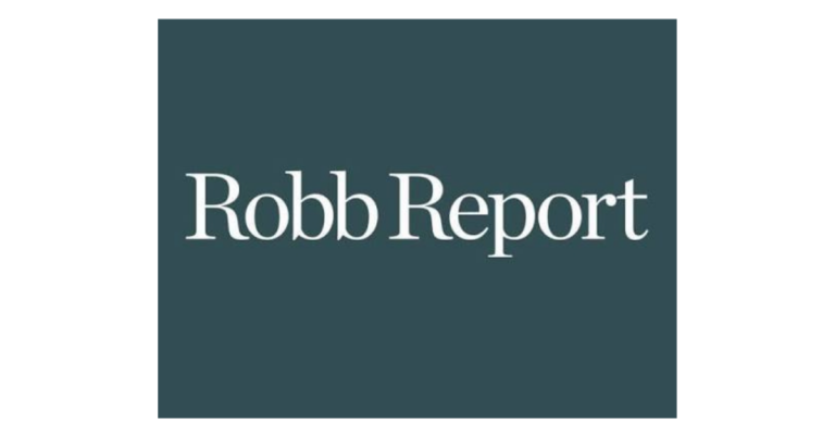 Robb Report brand logo on a dark teal square background
